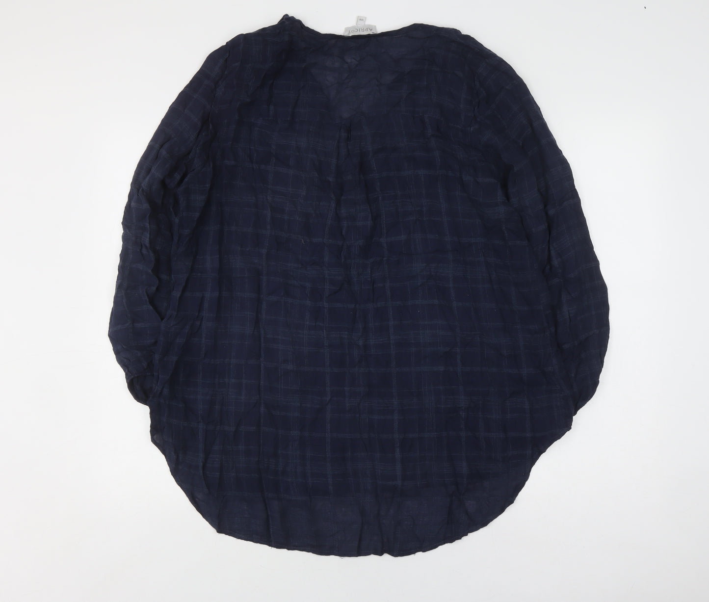 Apricot Women's Blue Check Blouse Size S 3/4 Sleeve V-Neck