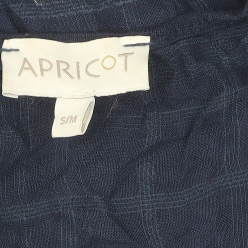 Apricot Women's Blue Check Blouse Size S 3/4 Sleeve V-Neck