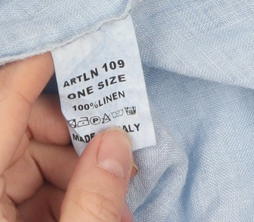Platinum Fashion Women's Blue Linen Dress, V-Neck, One Size