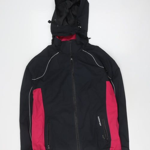 Technolayer Women's Black Lightweight Waterproof Hooded Jacket Size 12