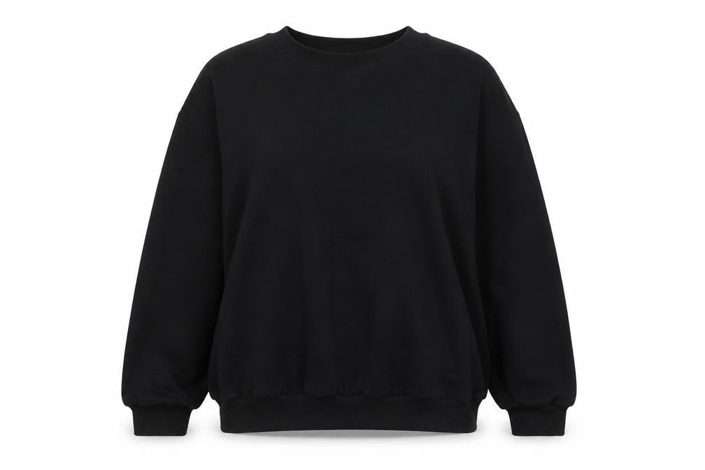 Front view of Damart unisex black pullover sweatshirt l classic