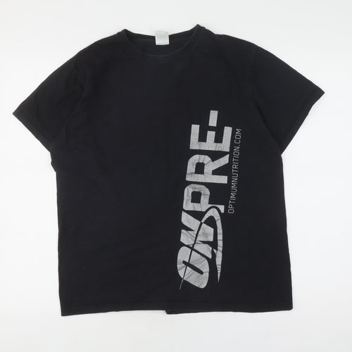 Russell Men's Black Graphic L T-Shirt 100% Cotton