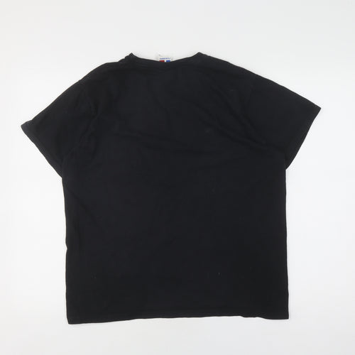 Russell Men's Black Graphic L T-Shirt 100% Cotton