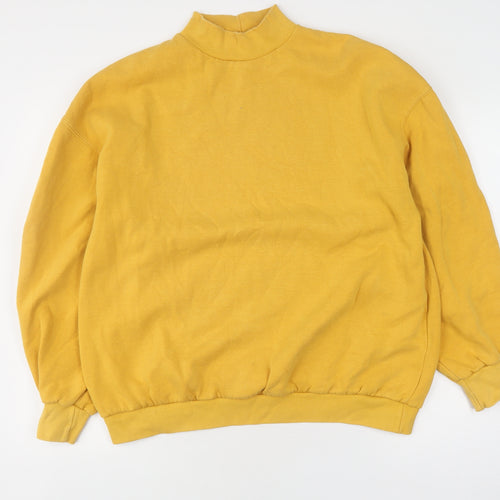 Bershka Women's Yellow Mock Neck Pullover Jumper L