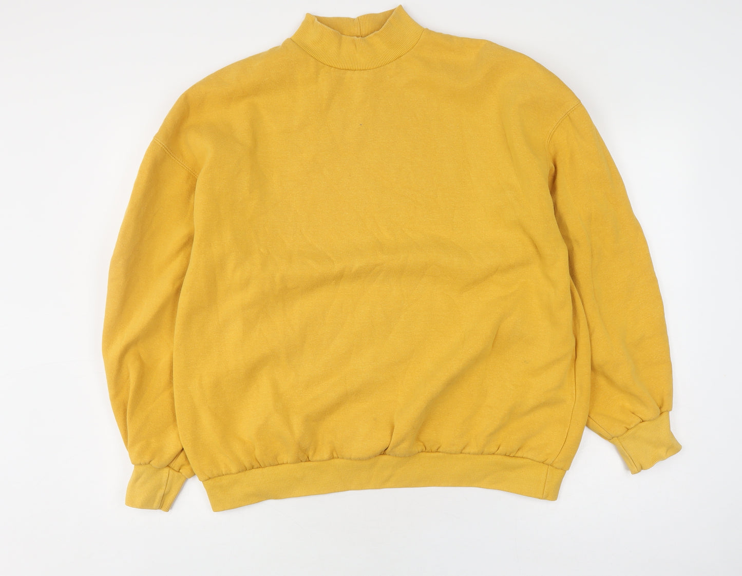 Bershka Women's Yellow Mock Neck Pullover Jumper L