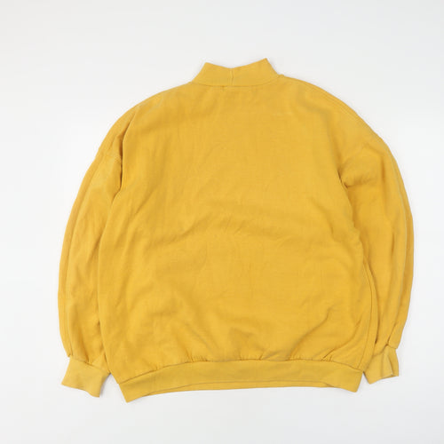 Bershka Women's Yellow Mock Neck Pullover Jumper L
