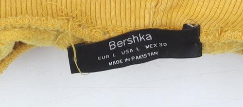Bershka Women's Yellow Mock Neck Pullover Jumper L