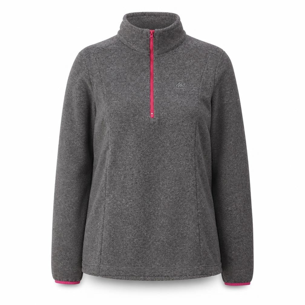 Front view of Decathlon Women's Grey 1/2 Zip Pullover Sweatshirt XS