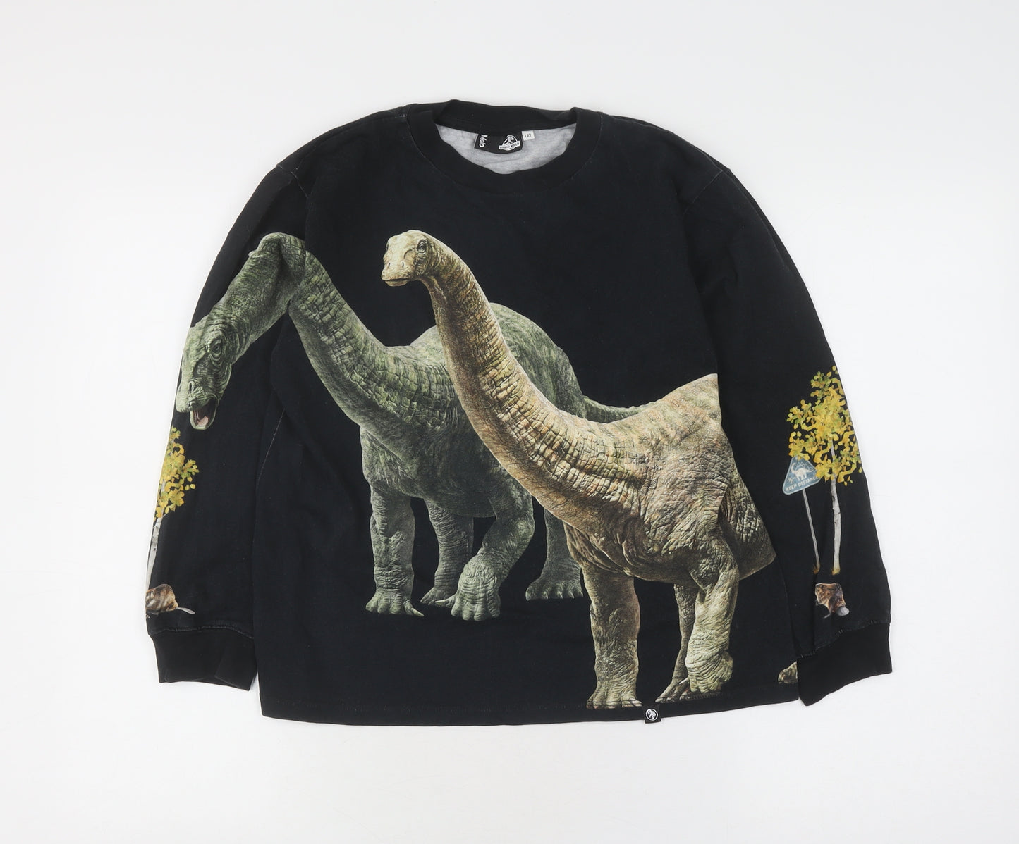 Molo Boys' Black Jurassic World Dino Long Sleeve T-Shirt Size 12