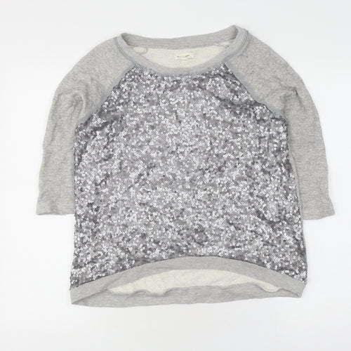 Silence + Noise Women's Grey Sequin Pullover Jumper M