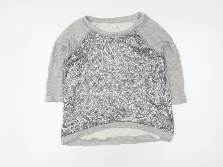 Silence + Noise Women's Grey Sequin Pullover Jumper M