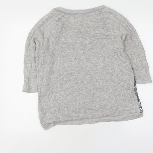 Silence + Noise Women's Grey Sequin Pullover Jumper M