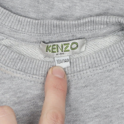 Kenzo Girls Grey Pullover Jumper, Size 10-11, Long Sleeve