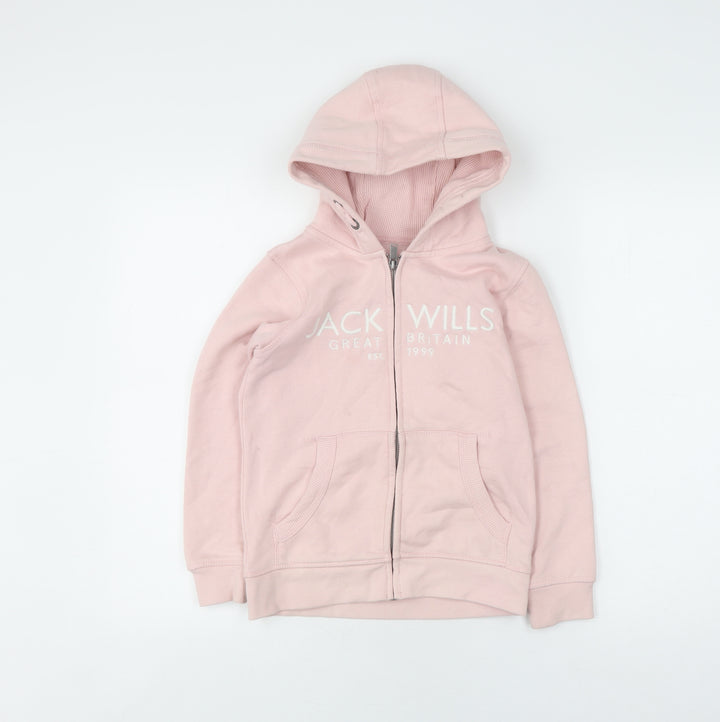 Jack Wills Girls Pink Full Zip Hoodie 7-8 Years