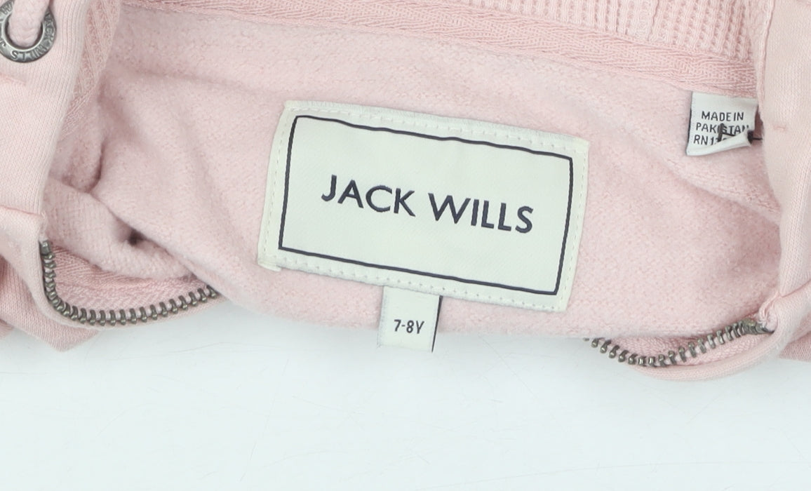 Jack Wills Girls Pink Full Zip Hoodie 7-8 Years