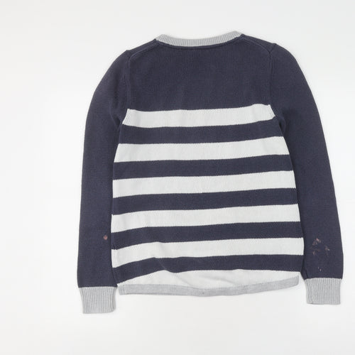 Crew Clothing Co Women's Blue Grey Striped Pullover Jumper Size 10