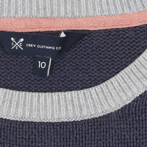 Crew Clothing Co Women's Blue Grey Striped Pullover Jumper Size 10