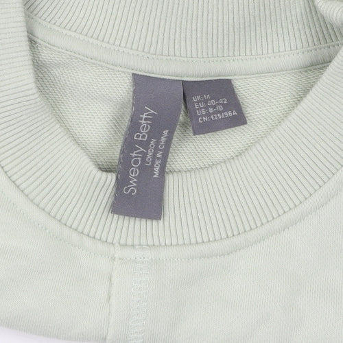 Sweaty Betty Women's Green Cotton Pullover Jumper, Size 14