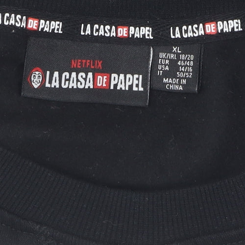 La Casa De Papel Women's Black XL Graphic Sweatshirt