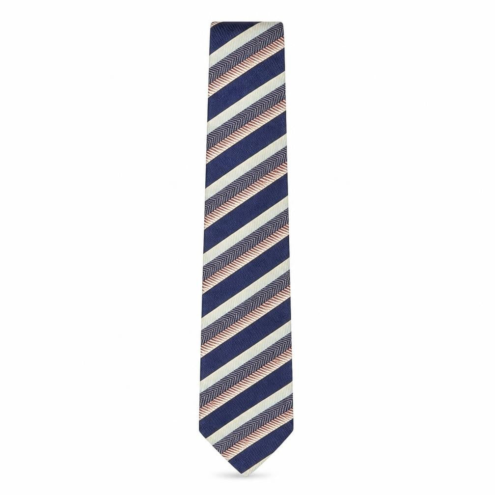 Front view of Austin Reed Men's Blue Striped Silk Tie One Size