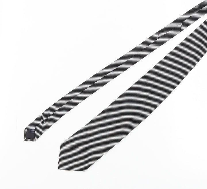 Jaeger Men's Black Striped Silk Tie One Size
