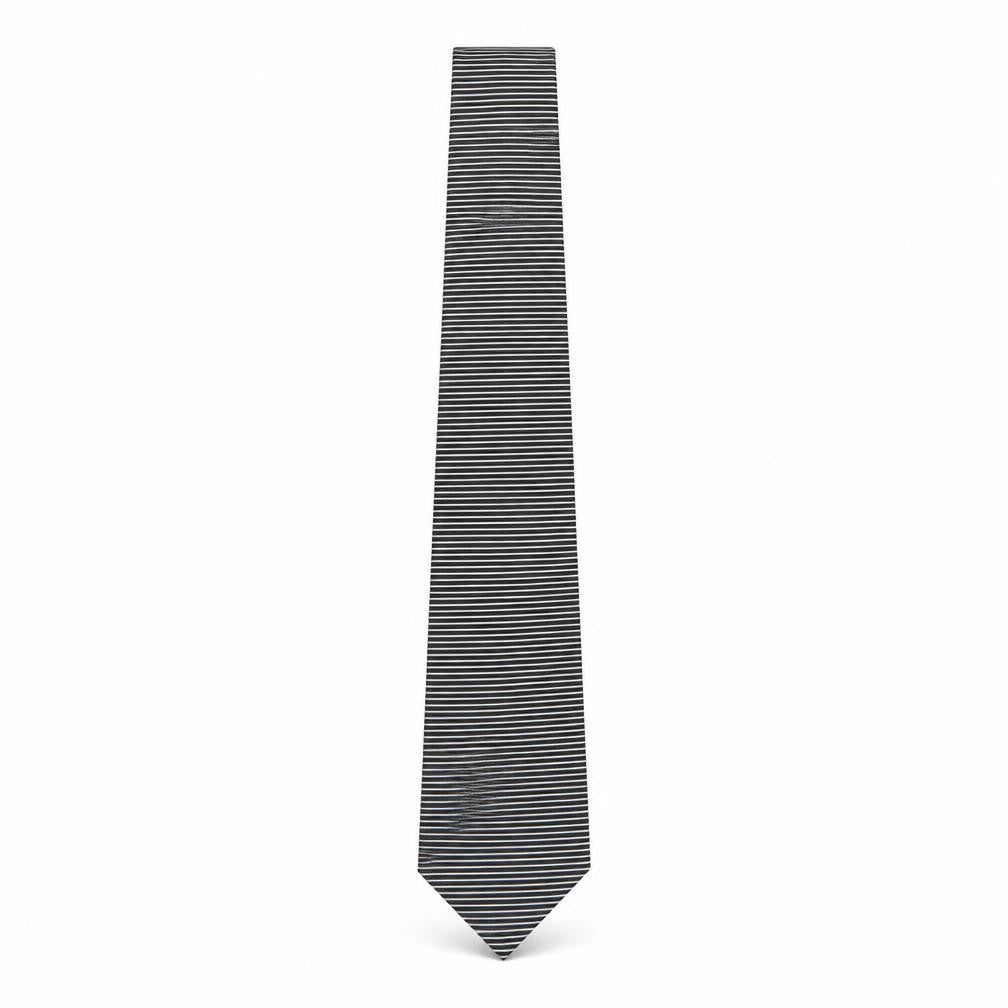 Front view of Jaeger Men's Black Striped Silk Tie One Size