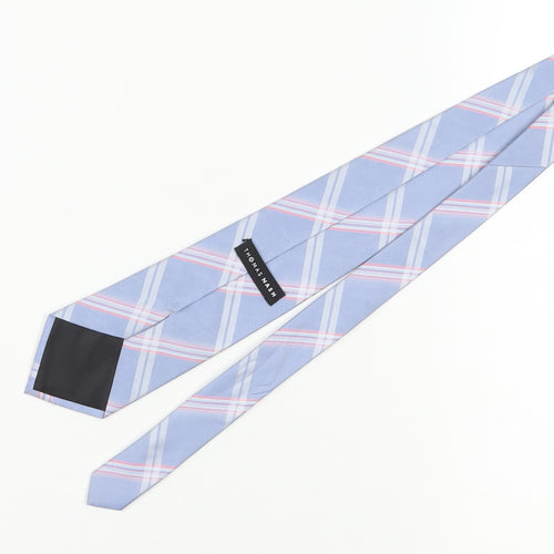 Thomas Nash Men's Blue Checkered Polyester Tie