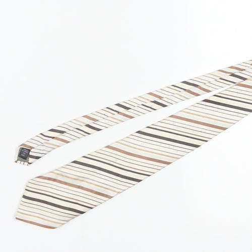 Thomas Nash Men's Beige Striped Silk Tie One Size