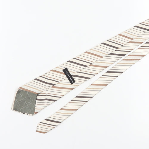 Thomas Nash Men's Beige Striped Silk Tie One Size