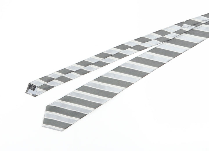 Jeff Banks Men's Silver Striped Silk Slim Tie