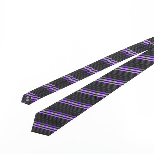 Pierre Cardin Men's Black & Purple Striped Silk Tie