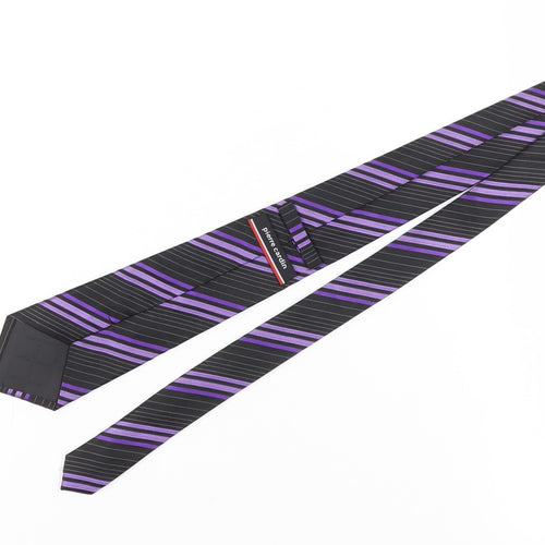 Pierre Cardin Men's Black & Purple Striped Silk Tie