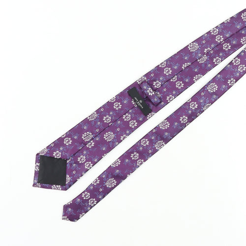 Jeff Banks Men's Purple Floral Tie - One Size Polyester