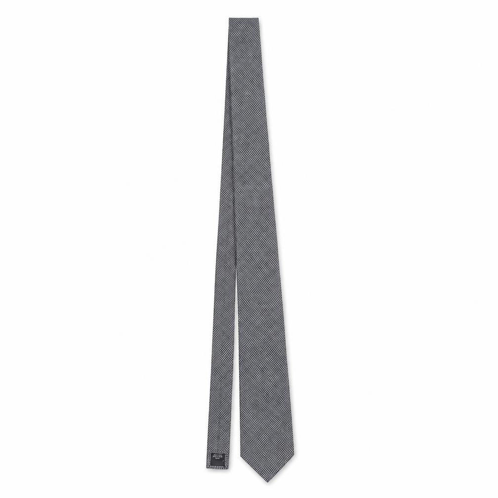 Front view of Pierre Cardin Men's Grey Silk Designer Tie