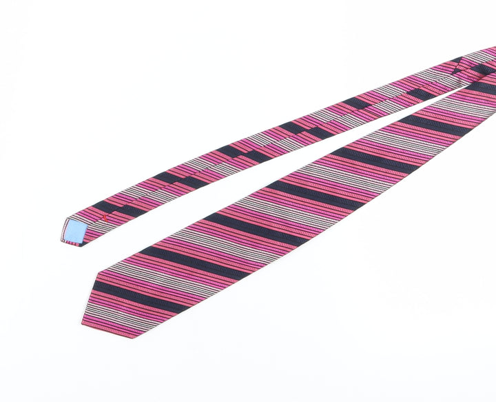 Daniel Hechter Men's Pink Striped Silk Designer Tie
