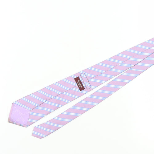 TM Lewin Men's Pink Striped Silk Handmade Tie
