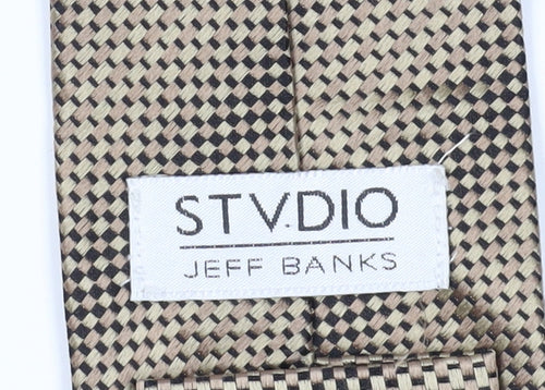 STVDIO Jeff Banks Men's Beige Geometric Silk Tie