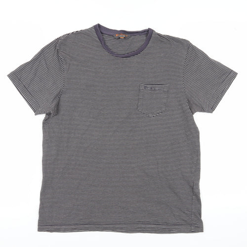 Ben Sherman Men's Grey Striped Cotton T-Shirt Size M