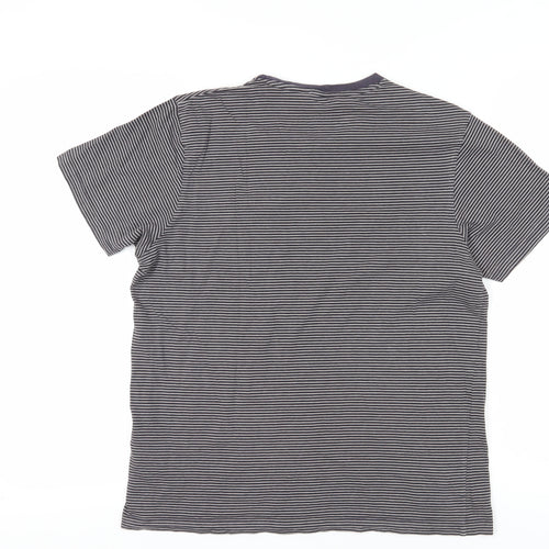 Ben Sherman Men's Grey Striped Cotton T-Shirt Size M