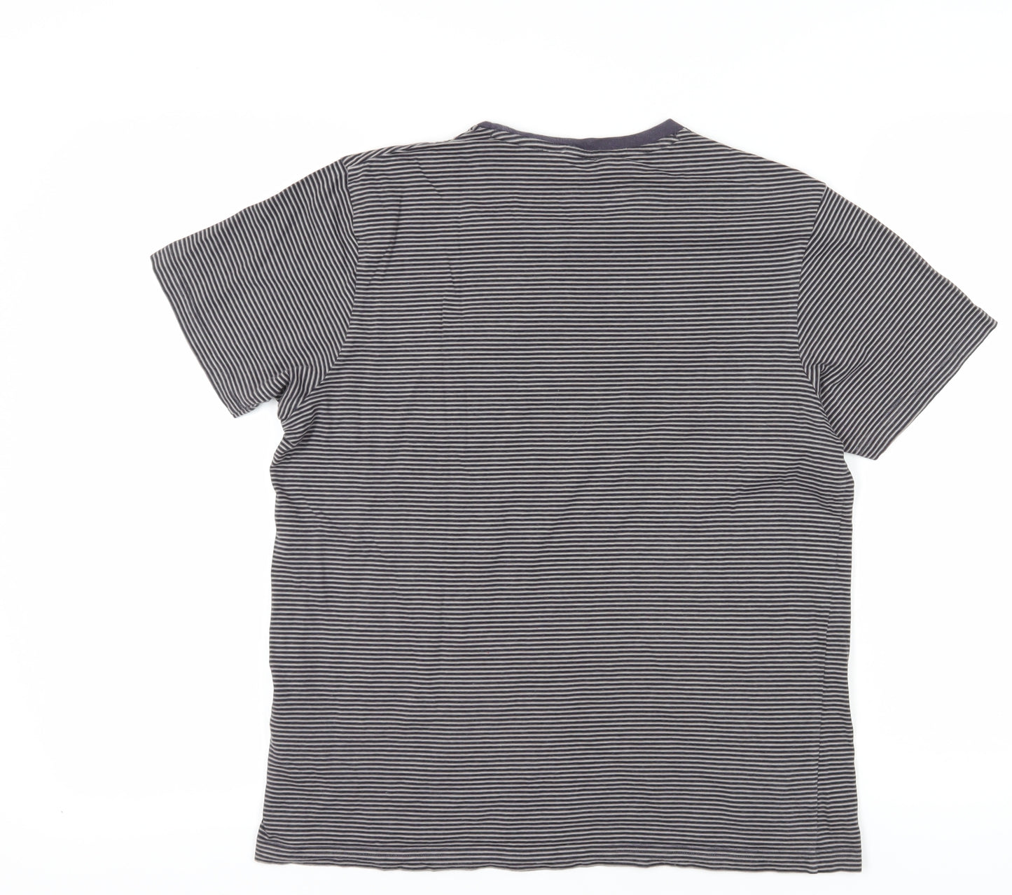 Ben Sherman Men's Grey Striped Cotton T-Shirt Size M