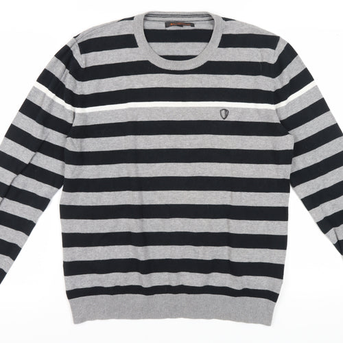 Ben Sherman Men's Grey Striped Pullover Jumper M