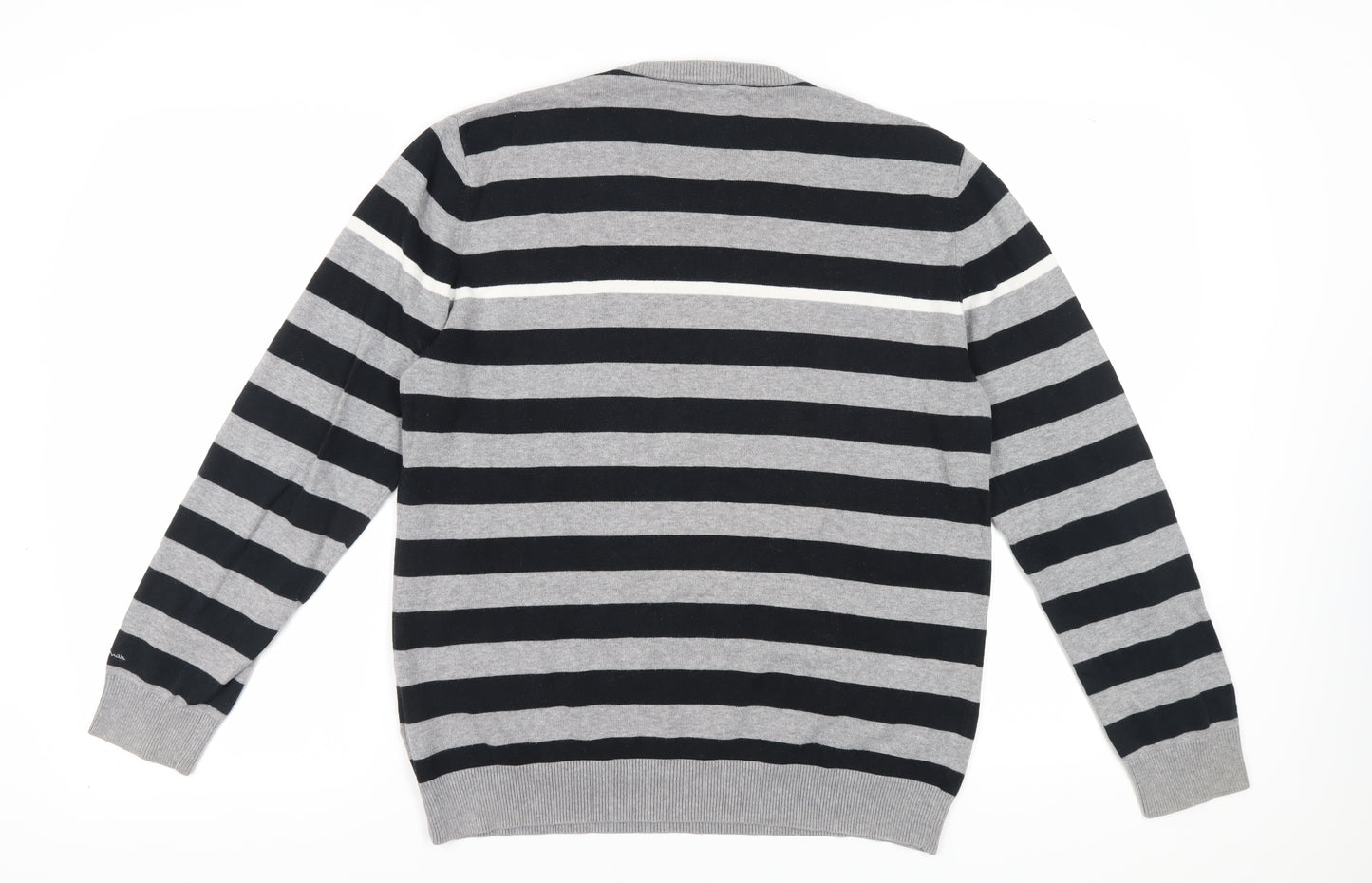 Ben Sherman Men's Grey Striped Pullover Jumper M