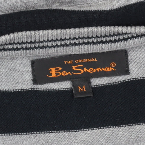 Ben Sherman Men's Grey Striped Pullover Jumper M