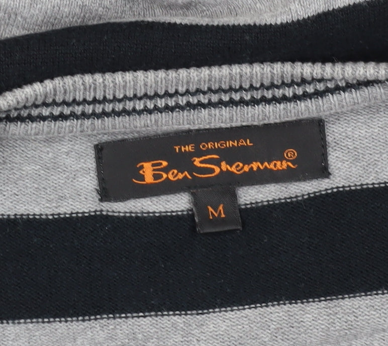 Ben Sherman Men's Grey Striped Pullover Jumper M