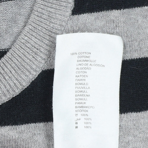 Ben Sherman Men's Grey Striped Pullover Jumper M