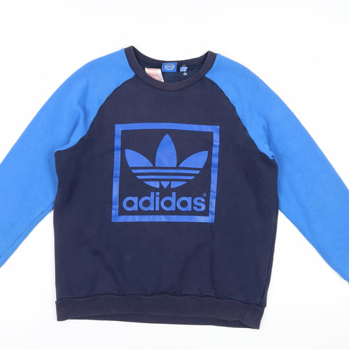Adidas Boys Blue Sweatshirt 13-14Y Pullover Logo
