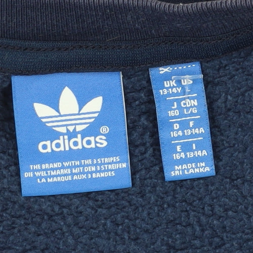 Adidas Boys Blue Sweatshirt 13-14Y Pullover Logo