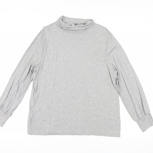 Laura Ashley Grey Mock Neck Long Sleeve Top, Size 16