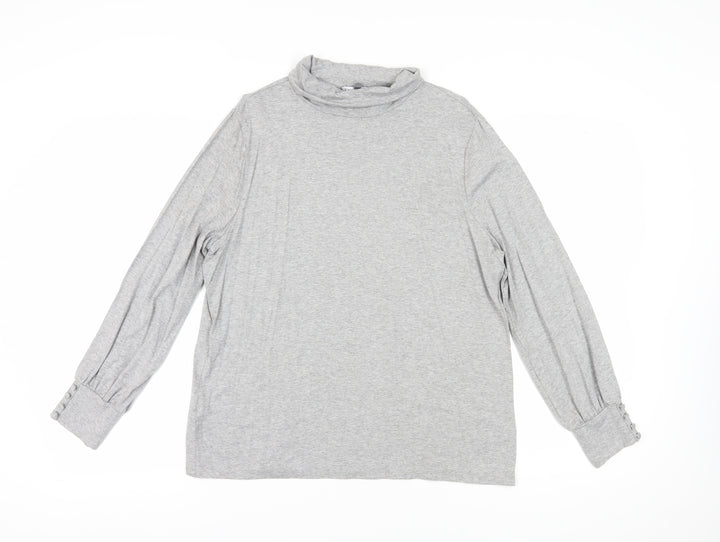 Laura Ashley Grey Mock Neck Long Sleeve Top, Size 16