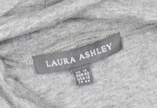 Laura Ashley Grey Mock Neck Long Sleeve Top, Size 16